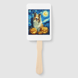 Süßer Rough Collie Hund Halloween Jack O Lantern K Fächer