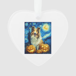 Süßer Rough Collie Hund Halloween Jack O Lantern K Ornament