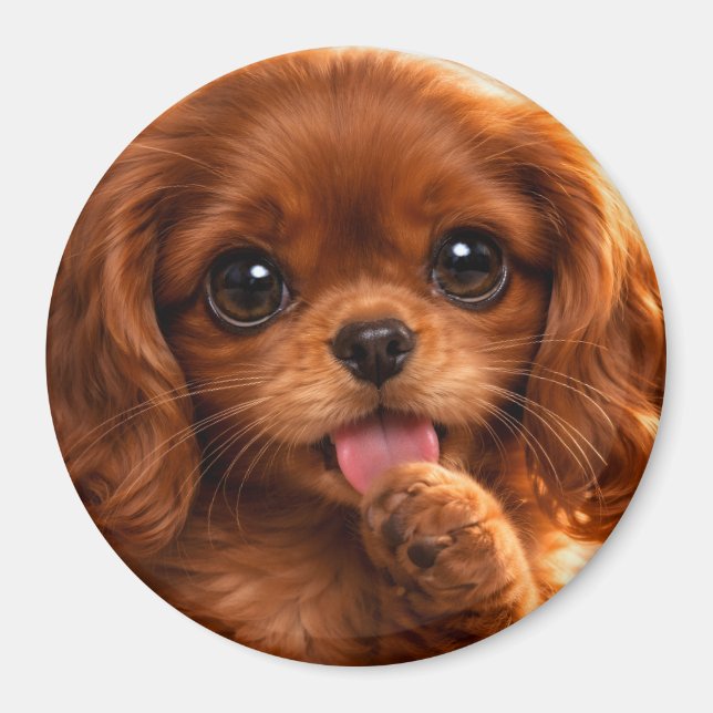 Süßer Ruby Cavalier Spaniel Magnet (Vorne)