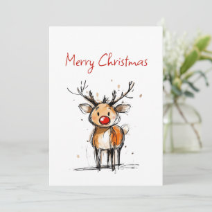 Süßer Rudolf-Rentier-Skizze Frohe Weihnachten