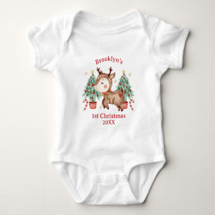 Süßer Rudolf Rotnase Rentier Baum 1. Weihnachten Baby Strampler