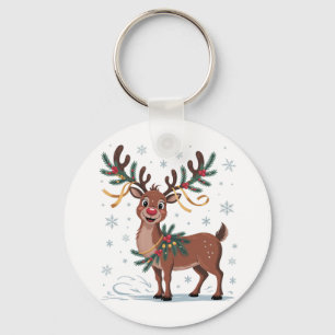 Süßer Rudolph mit goldenen Akzenten Schlüsselanhänger