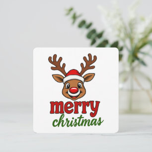 Süßer Rudolph-Rentier Frohe Weihnachten Einladung