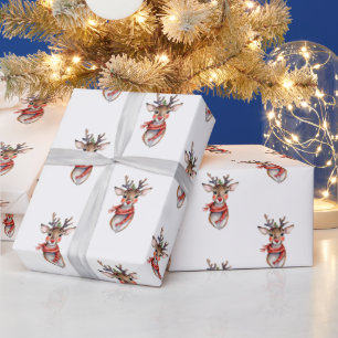 Süßer Rudolph-Rentier-Winterfeiertag-Wasserfarbe Geschenkpapier