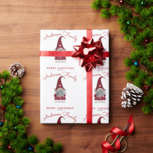 Süßer rustikaler Frohe Weihnachten Familien-Gnom-H Geschenkpapier