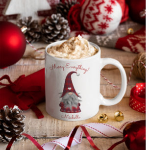 Süßer rustikaler personalisierter Weihnachts-Gnom- Kaffeetasse