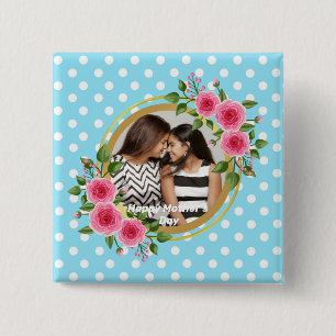 Süßer rustikaler Wiesen-Blumen-Kranz Foto Mutterta Button