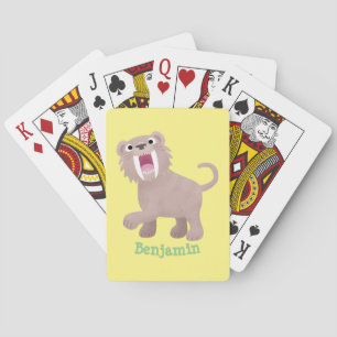 Süßer Säbelzahn-Tiger Smilodon Cartoon Spielkarten