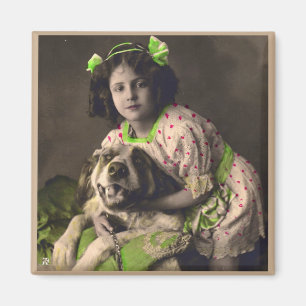 Süßer Saint Bernard Vintage-Foto-Magnet Magnet