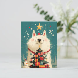 Süßer Samojede-Hund mit Weihnachten