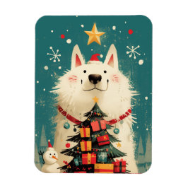 Süßer Samojede-Hund mit Weihnachten Magnet