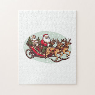 Süßer Santa auf einer Reise mit einem Zug, der an  Puzzle
