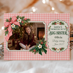 Süßer Santa bewirbt mich zur großen Schwester Foto Feiertagskarte