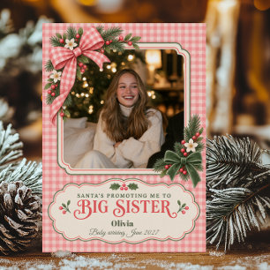Süßer Santa bewirbt mich zur großen Schwester Foto Feiertagskarte