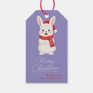 Süßer Santa-Hase Weihnachten Lila Geschenkanhänger