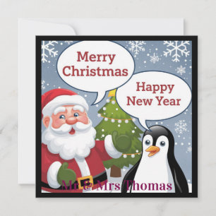 Süßer Santa-Pinguin Frohe Weihnachten Glückliches Einladung