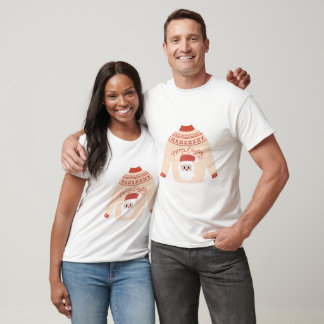 Süßer Santa Unisex Weißer Weihnachtspullover T-Shi T-Shirt