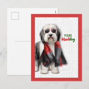 Süßer Schäferhund Lustige Flöhe Navidog Weihnachte Feiertagspostkarte