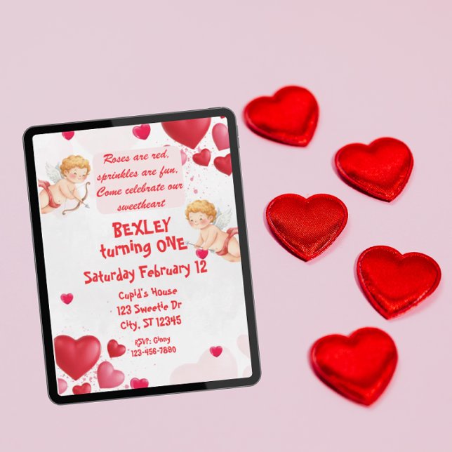 Süßer Schatz & Cupids 1. Geburtstag Einladung (Von Creator hochgeladen)