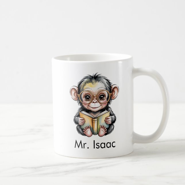 Süßer Schimpanse liest ein Buch Custom Kaffeetasse (Rechts)