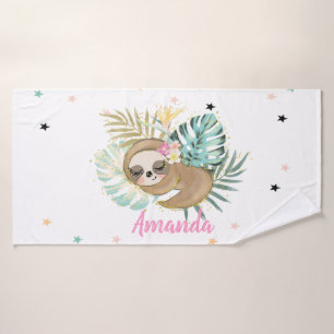 Süßer schlafender Faultier, Sterne, Prinzessin    Badhandtuch Set