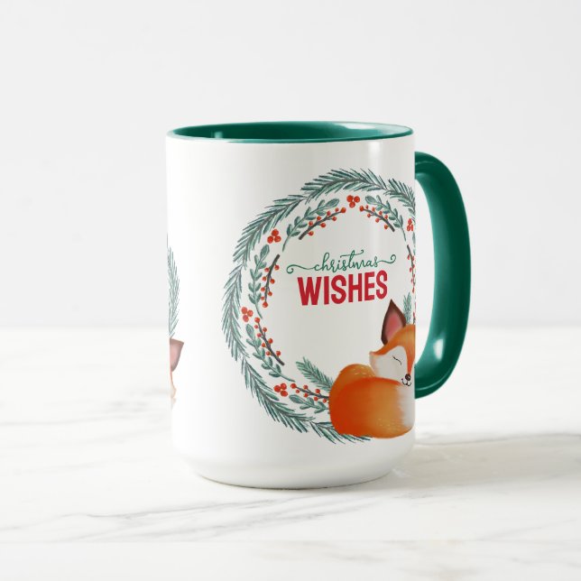 Süßer Schlafender Fuchs Weihnachten Tasse (VorderseiteRechts)
