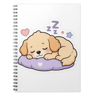 Süßer Schlafender-Hund-Aufkleber – Kawaii-Pastell- Notizblock