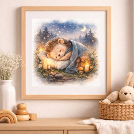 Süßer schlafender Igel für Kinder Poster