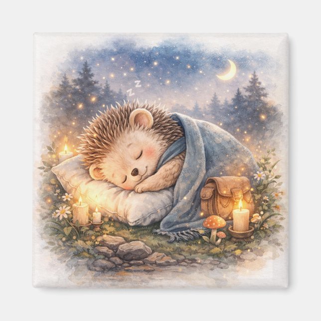 Süßer schlafender Igel Kühlschrank Magnet (Vorne)