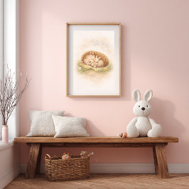 Süßer schlafender Igel Neutrales Kinderzimmer Poster