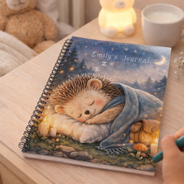 Süßer Schlafender Igel Personalisiertes Kinder-Tag Notizbuch