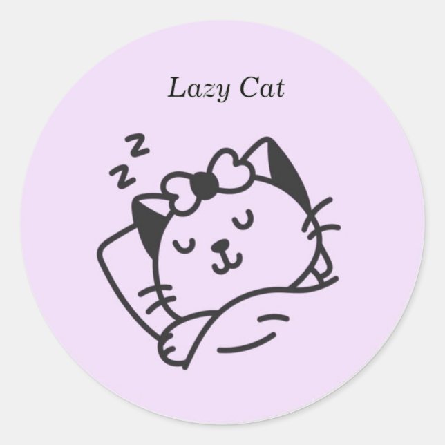 Süßer schlafender Katzen-Lila-Aufkleber. Runder Aufkleber (Vorderseite)