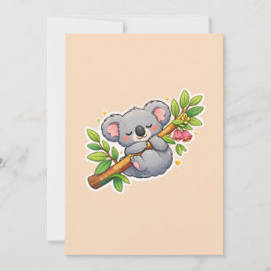 Süßer schlafender Koala auf Eukalyptusast Kawaii  Einladung