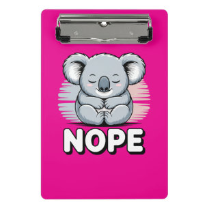 Süßer schlafender Koala “Nö” Lustiger Cartoon Mini Klemmbrett