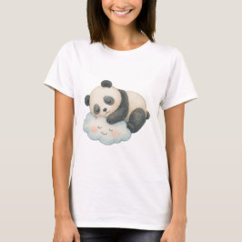 Süßer schlafender Panda auf Wolken-Wasserfarbe T-Shirt