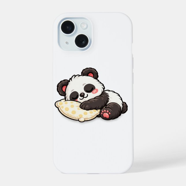 Süßer schlafender Panda mit Kissen iPhone 15 Hülle (Rückseite)