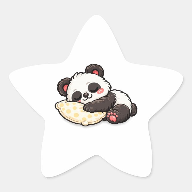 Süßer schlafender Panda mit Kissen Stern-Aufkleber (Vorderseite)