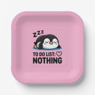 süßer schlafender Pinguin, To-Do-Liste nichts Pappteller