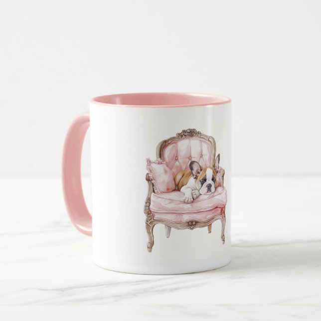 Süßer schlafender schwarzer Creme-Welpe Tasse (Vorderseite Links)