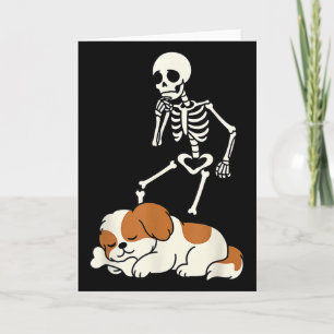 Süßer schlafender Shih Tzu Halloween Skelett Hund Karte