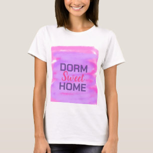 Süßer Schlafsaal rosa lila Wasserfarbe Text T-Shirt
