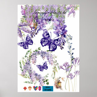 süßer Schmetterling und Lavendel Zimmer Wandposter Poster