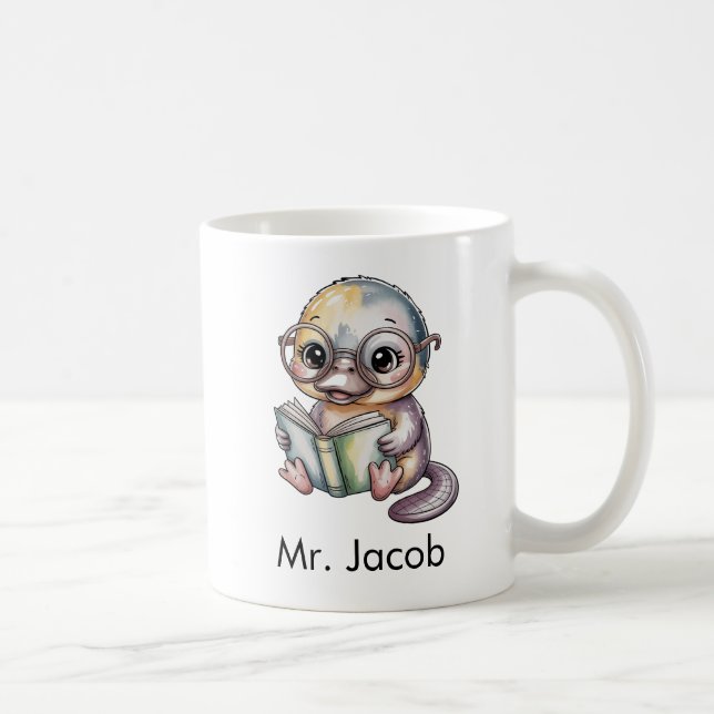 Süßer Schnabeltier liest ein Buch Custom Kaffeetasse (Rechts)