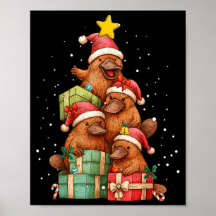 Süßer Schnabeltier Weihnachtsbaum Xmas Hut Poster
