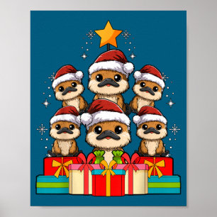 Süßer Schnabeltier Weihnachtsbaum Xmas Hut Poster