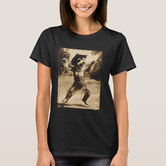 Süßer Schnauzer Cowboy T-Shirt (Vorderseite)