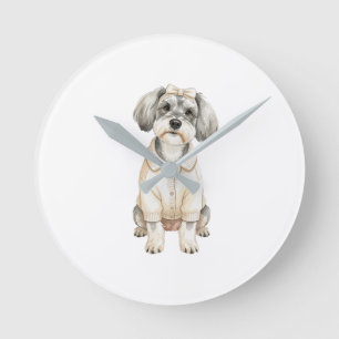 Süßer Schnauzer langohriger Hund  Runde Wanduhr