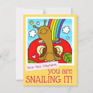 Süßer Schnecken-Lehrerbemutterungstag Danke Postkarte