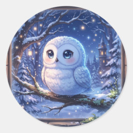 Süßer Schneeeulen-Aufkleber Runder Aufkleber