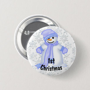 Süßer Schneemann Baby's 1. Weihnachten Button
